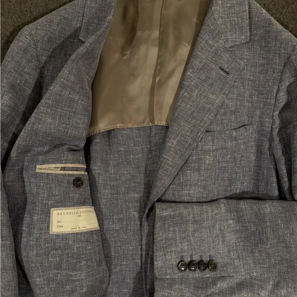 Brunello Cucinelli Blue-Grey Textured Sport Coat - Picture 3 of 7